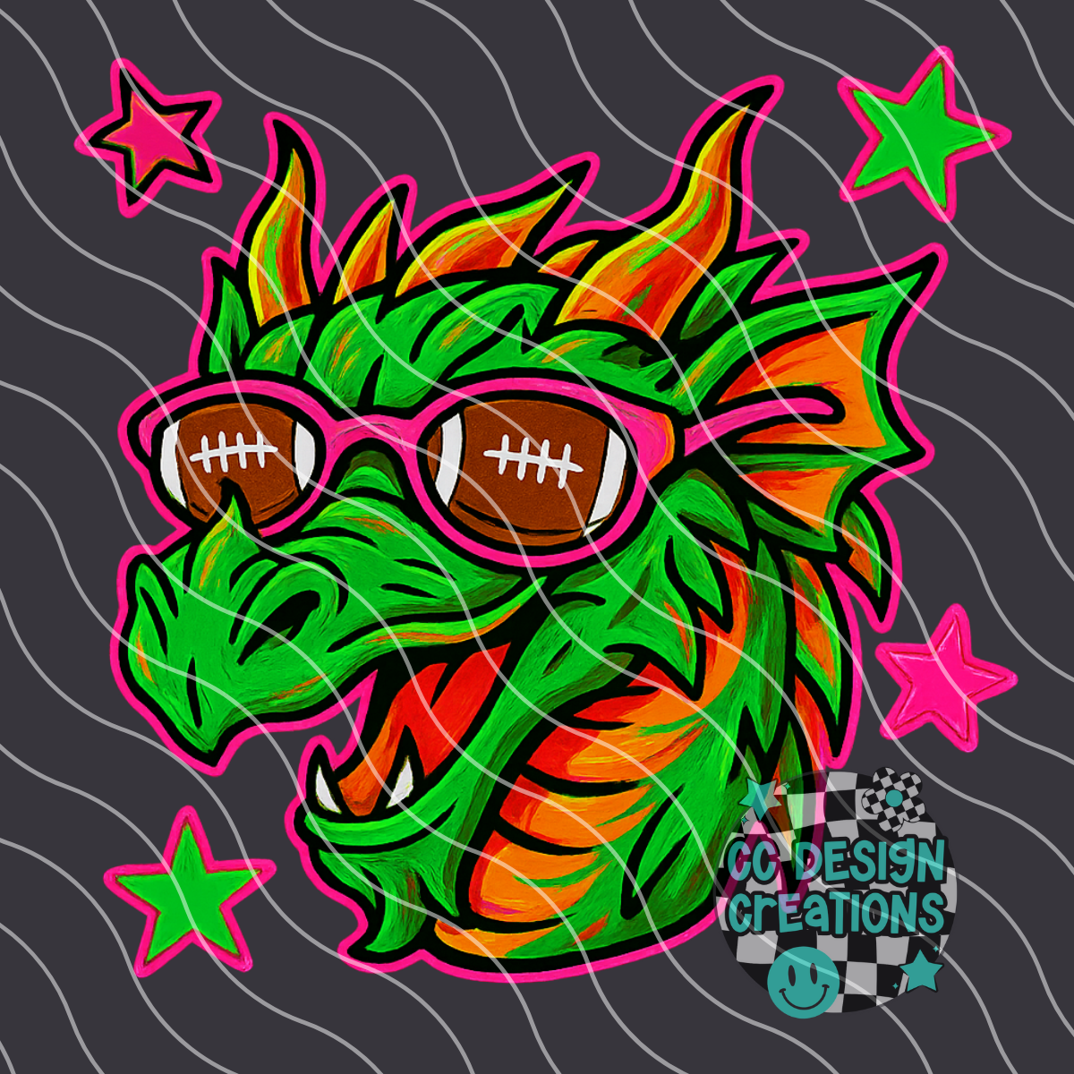 Dragon Neon Mascot PNG Digital Download