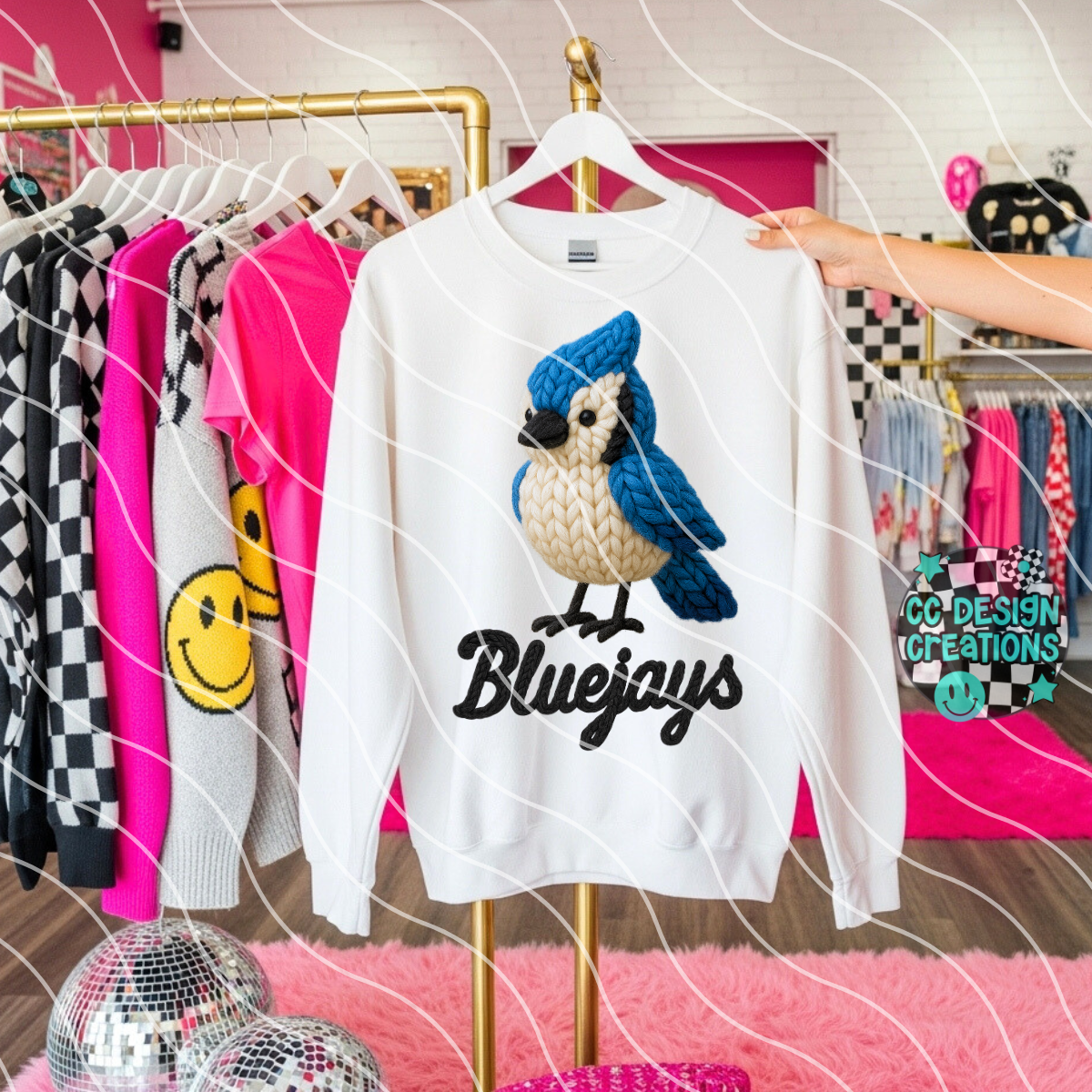 FAUX YARN Bluejays Mascot PNG Digital Download
