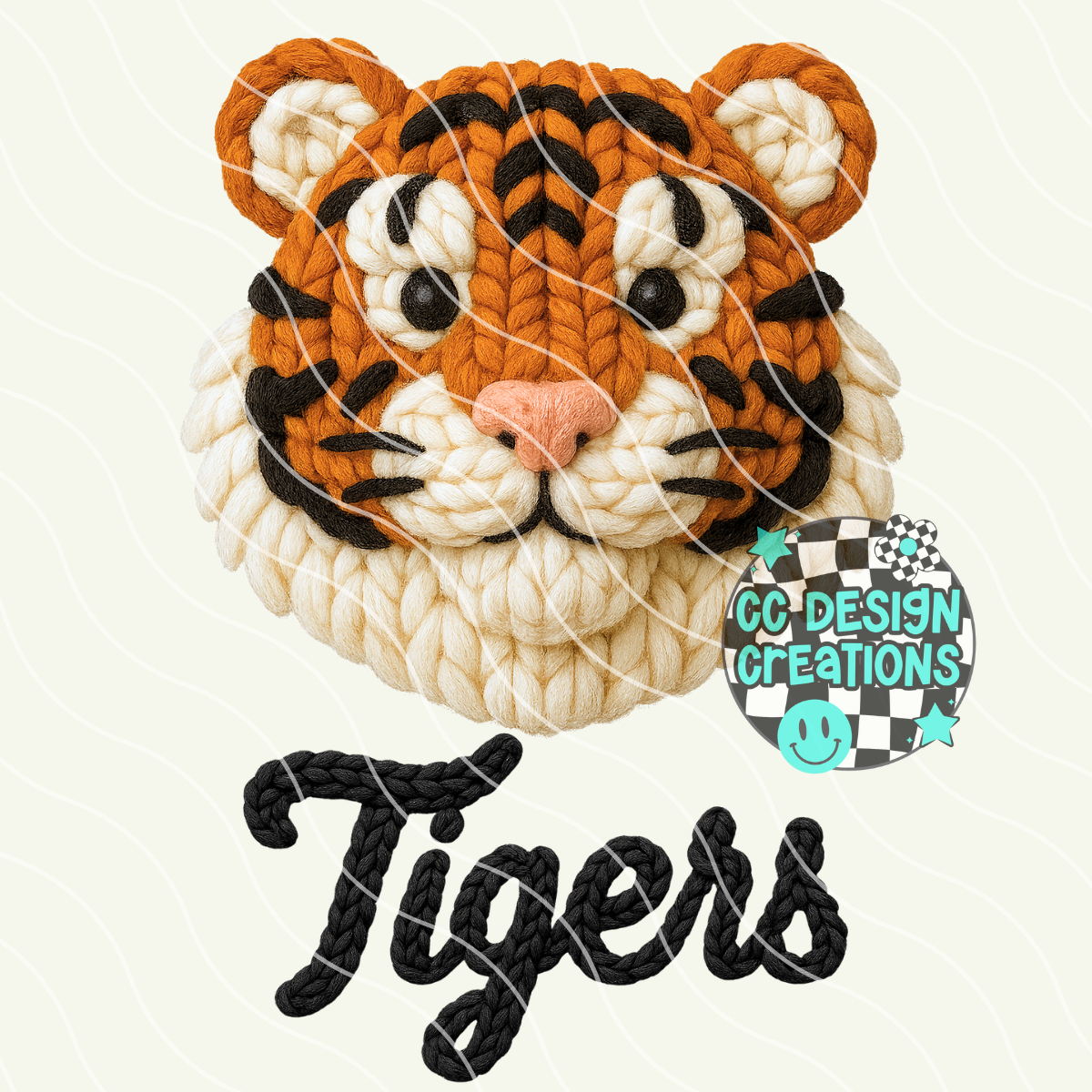 FAUX YARN Tiger Mascot PNG Digital Download