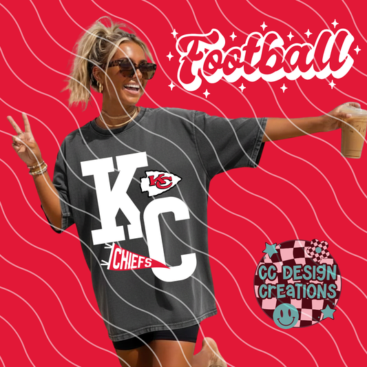 KC FOOTBALL VARSITY PNG DIGITAL DOWNLOAD (WHITE + BLACK INCLUDED)
