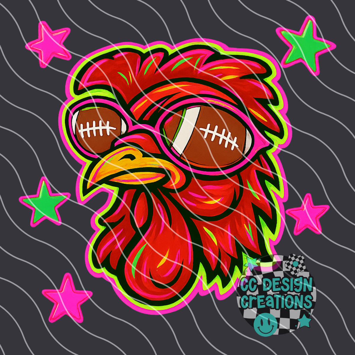 Gamecock Neon Mascot PNG Digital Download
