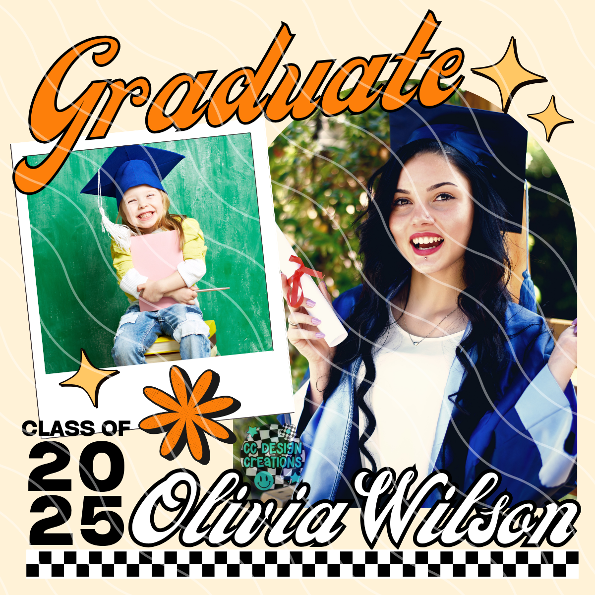 Graduate 2025 Retro PNG Digital Download Template