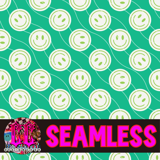 GREEN SMILEY SEAMLESS PNG DIGITAL DOWNLOAD