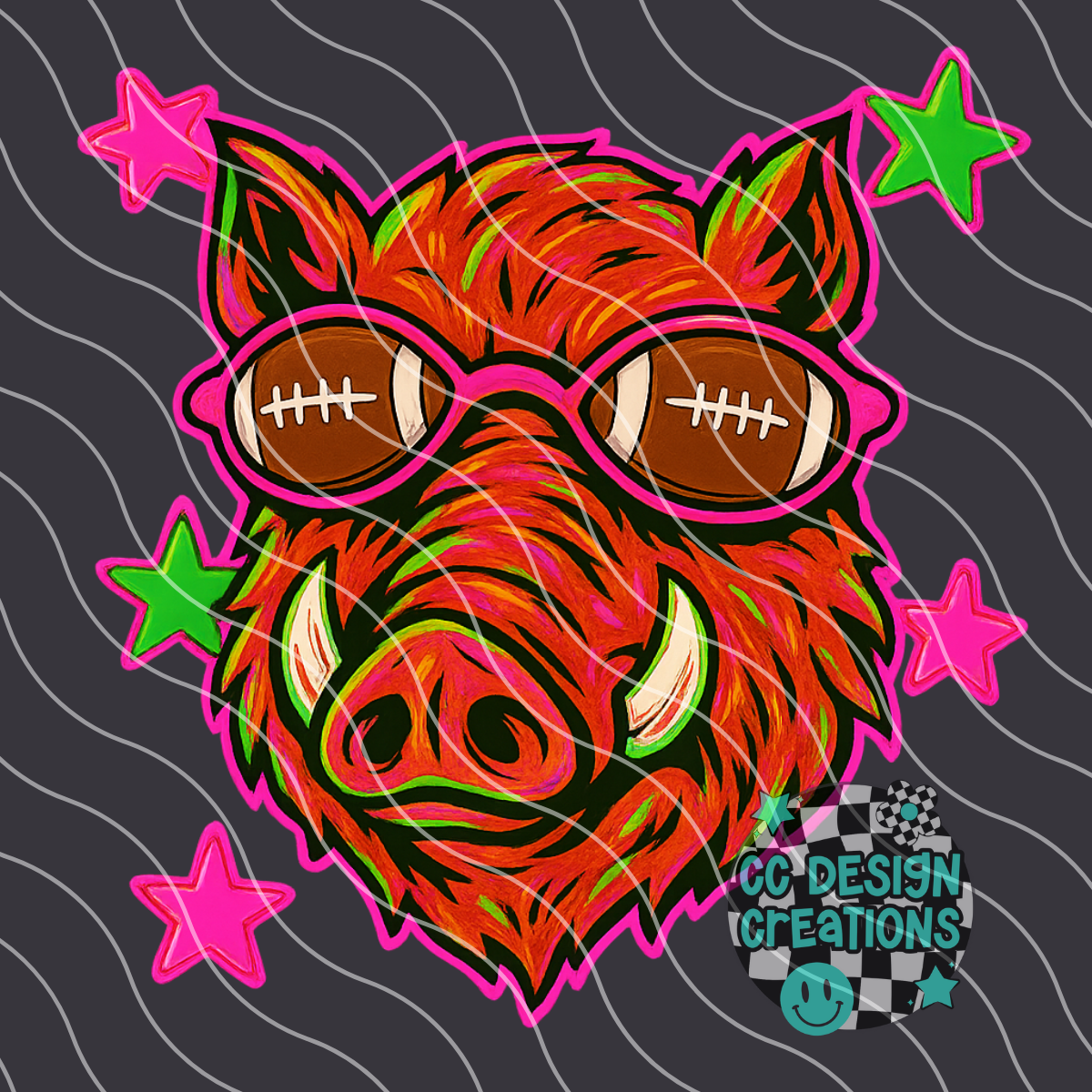 Hog Neon Mascot PNG Digital Download