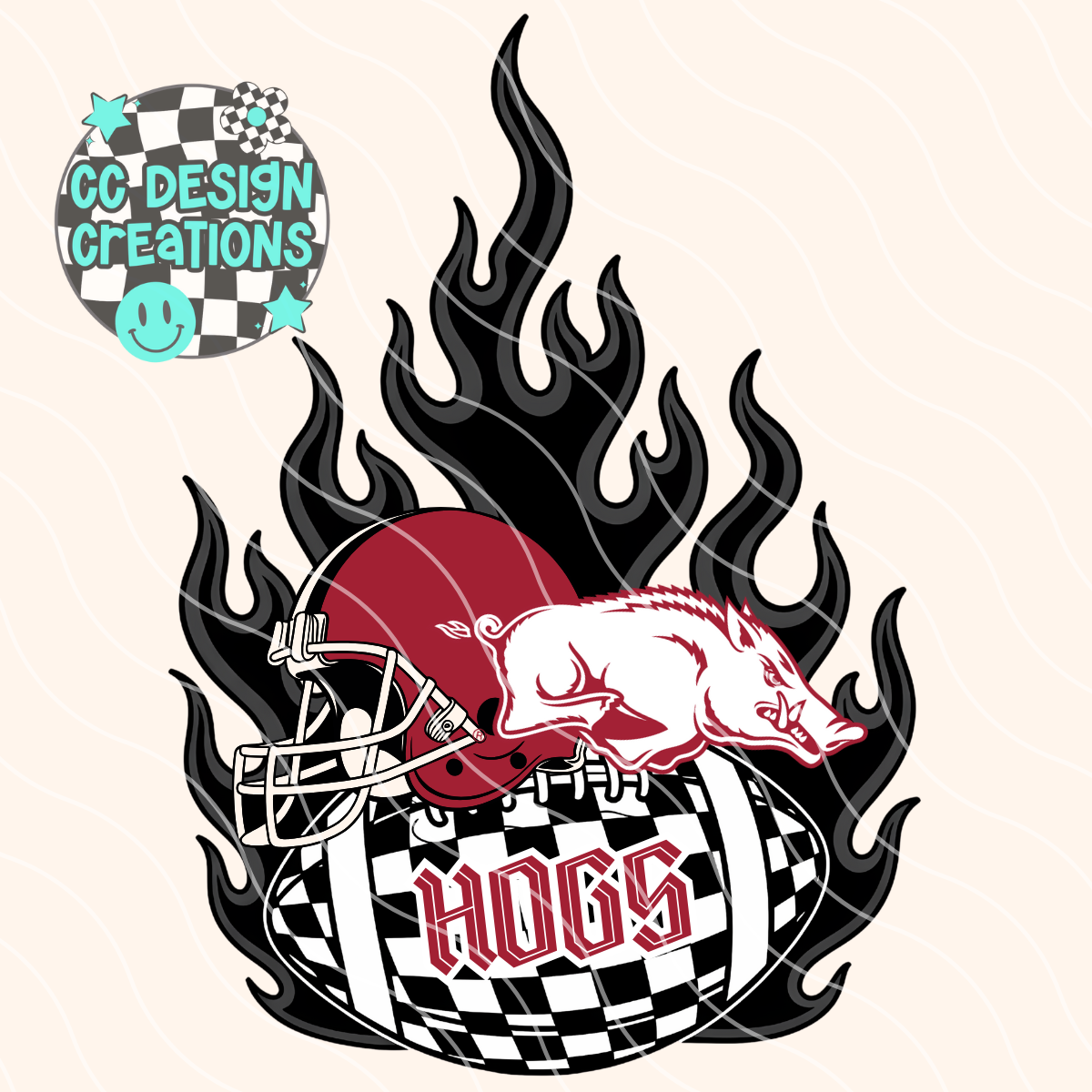 Hogs Flaming Alt Football PNG Digital Download