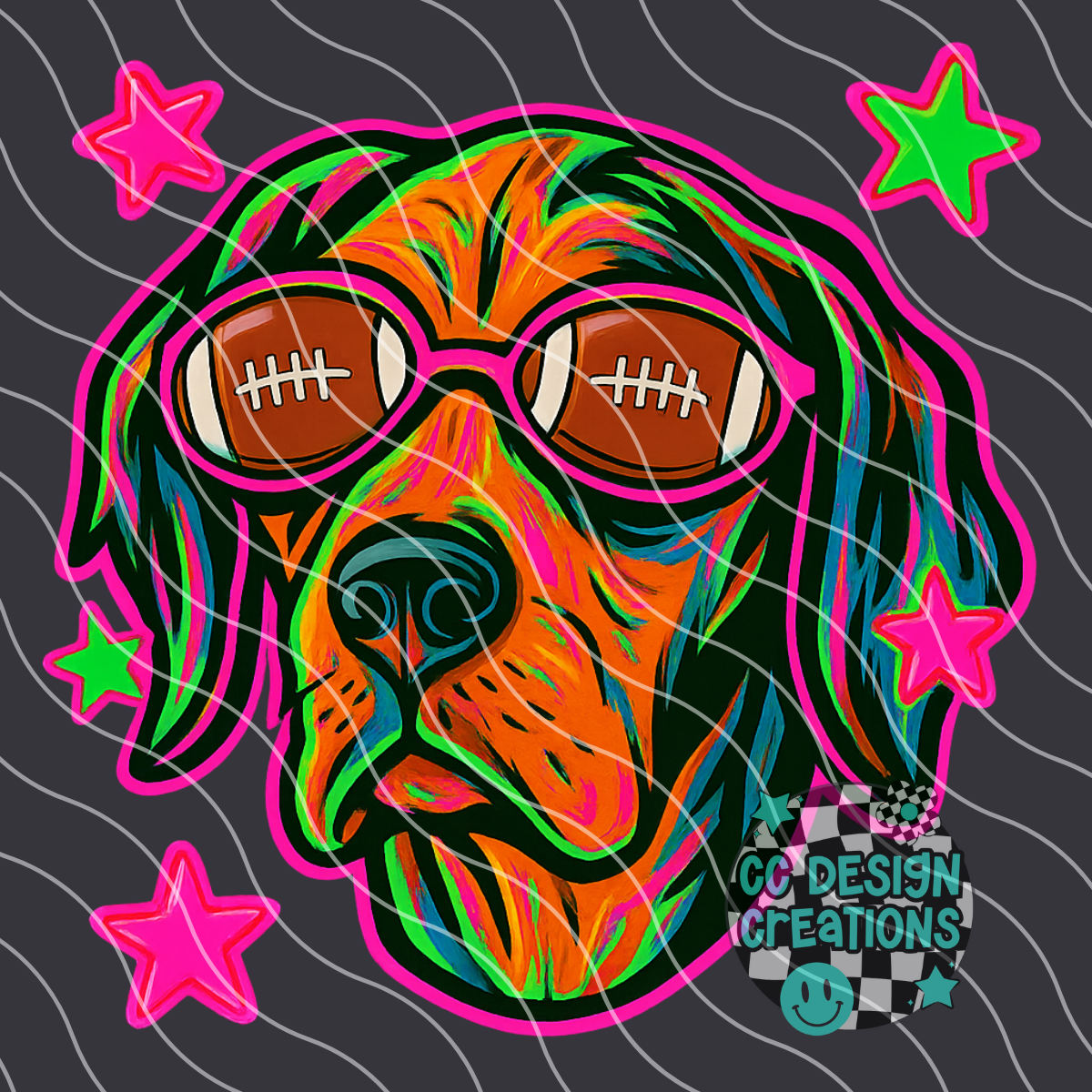 Hound Dog Neon Mascot PNG Digital Download