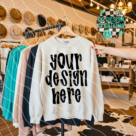 Ivory Sweatshirt Western Mock 2