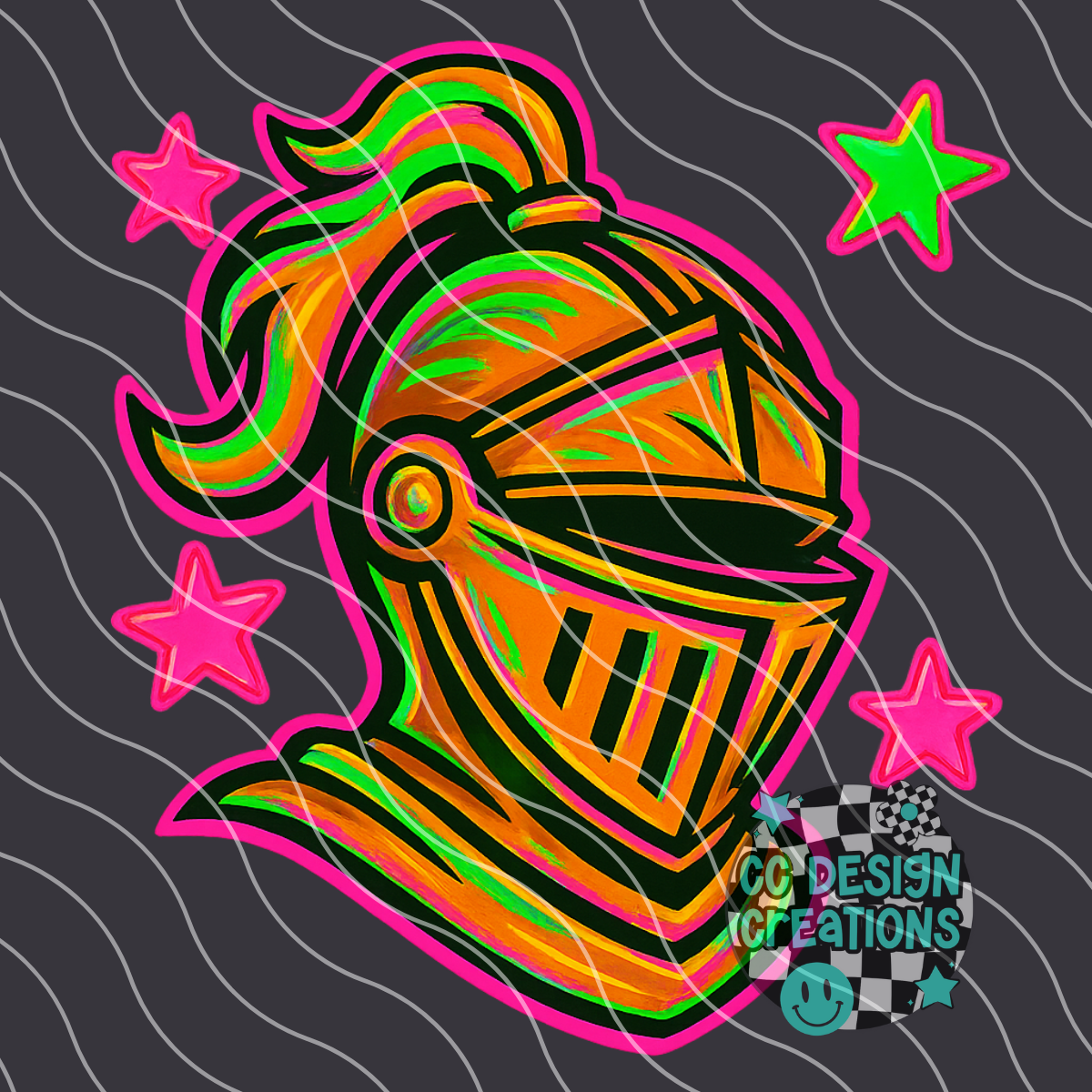 Knight Neon Mascot PNG Digital Download