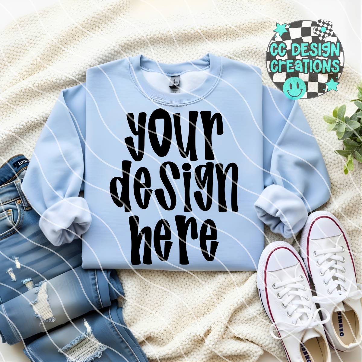 Light Blue Sweatshirt Mock