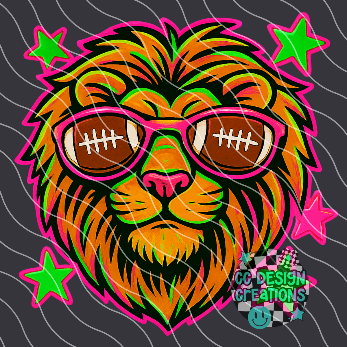 Lion Neon Mascot PNG Digital Download