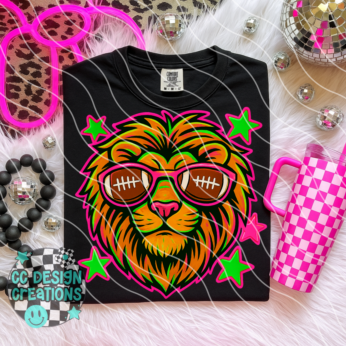 Lion Neon Mascot PNG Digital Download
