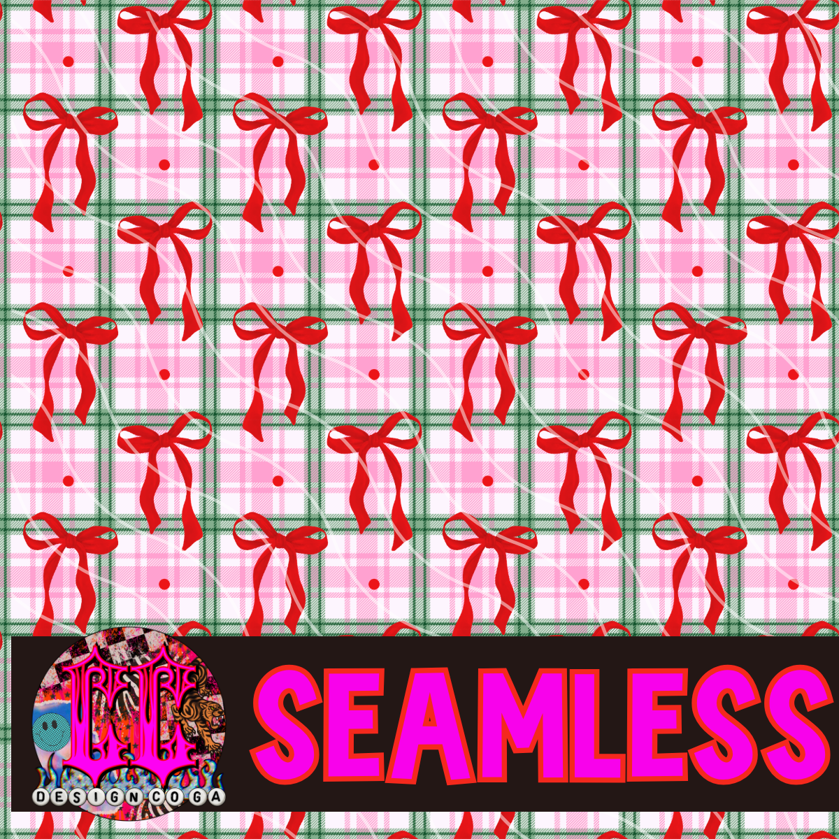 PLAID PINK CHRISTMAS SEAMLESS PNG DIGITAL DOWNLOAD