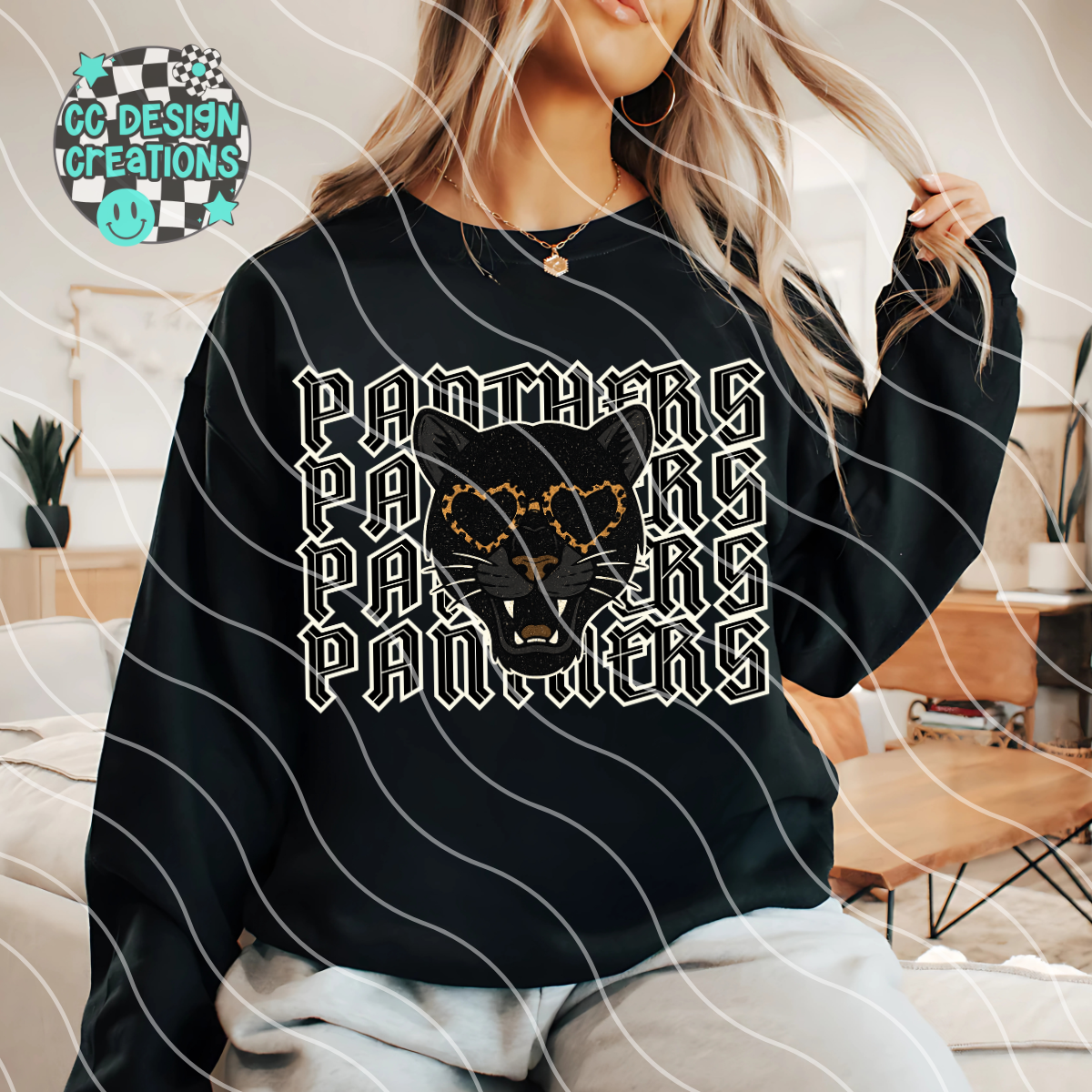 Panthers Preppy Grunge Mascot PNG Digital Download