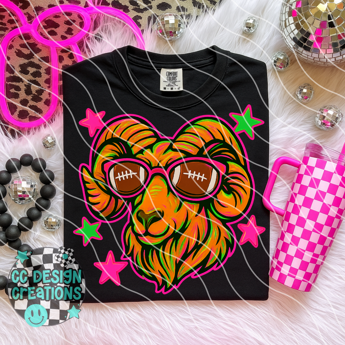 Ram Neon Mascot PNG Digital Download