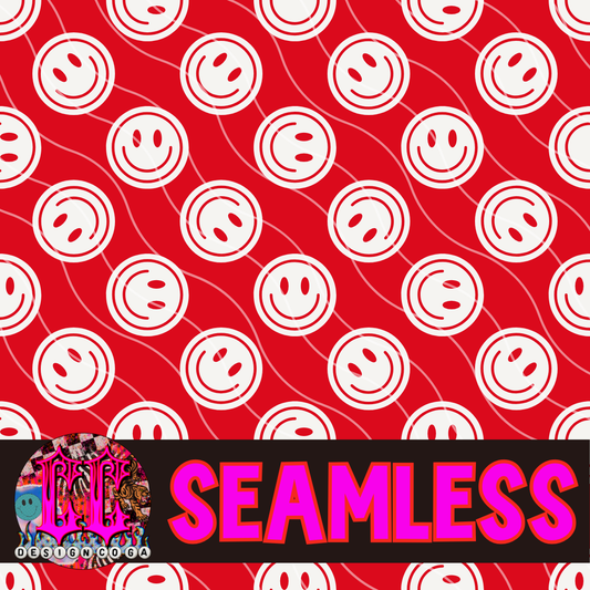 RED SMILEY SEAMLESS PNG DIGITAL DOWNLOAD