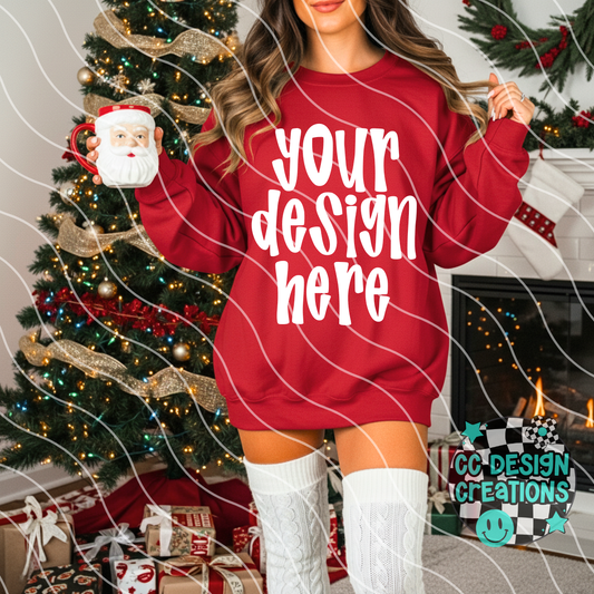 Red Sweatshirt Christmas Stocking Mock