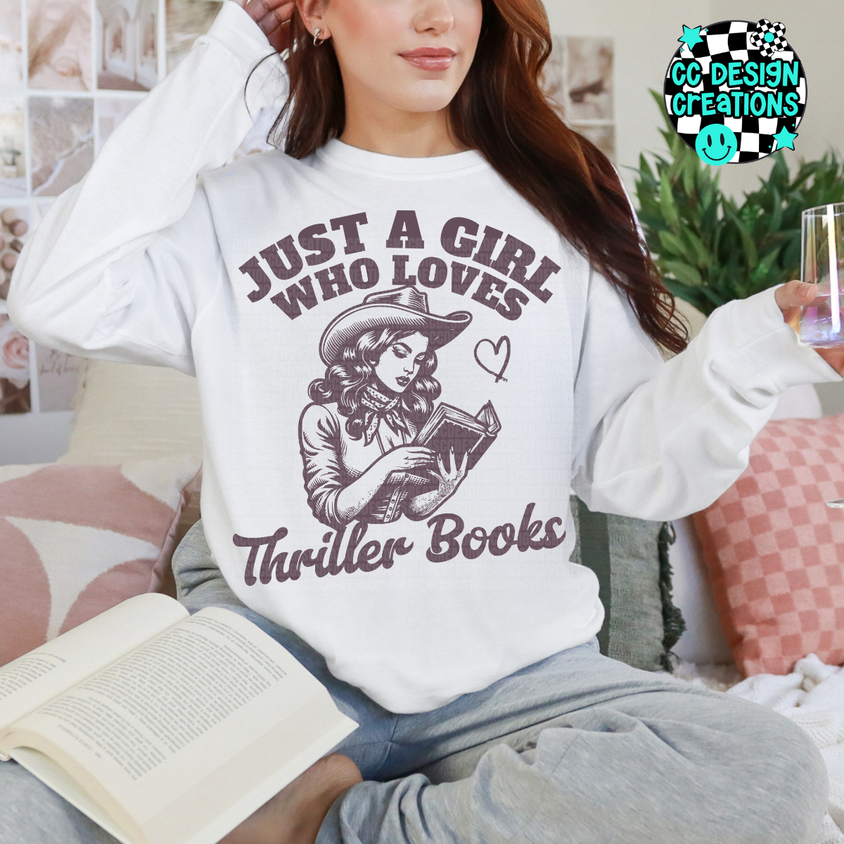 Just A Girl Who Loves Thriller Books PNG Digital Download