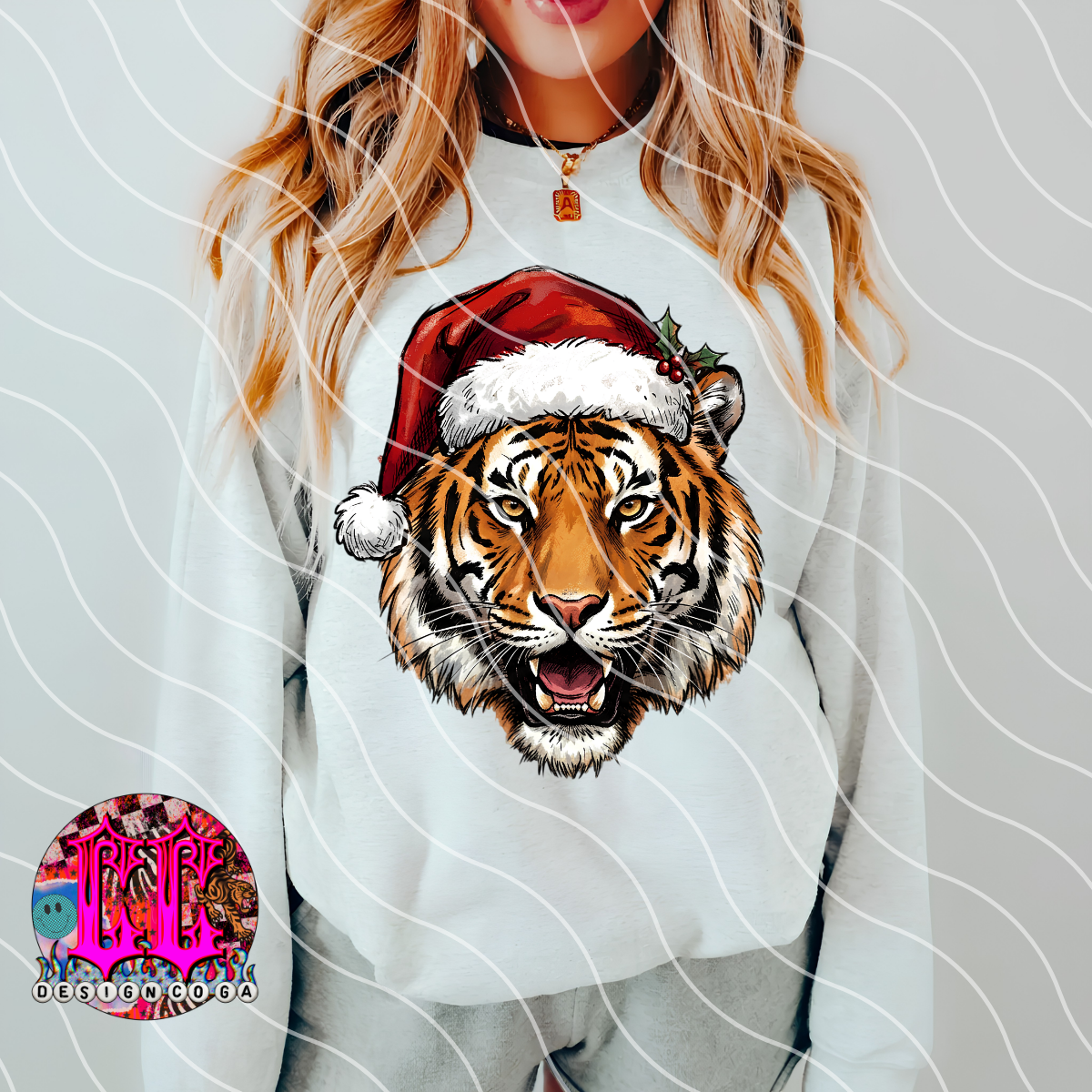 TIGERS CHRISTMAS SKETCH MASCOT PNG DIGITAL DOWNLOAD