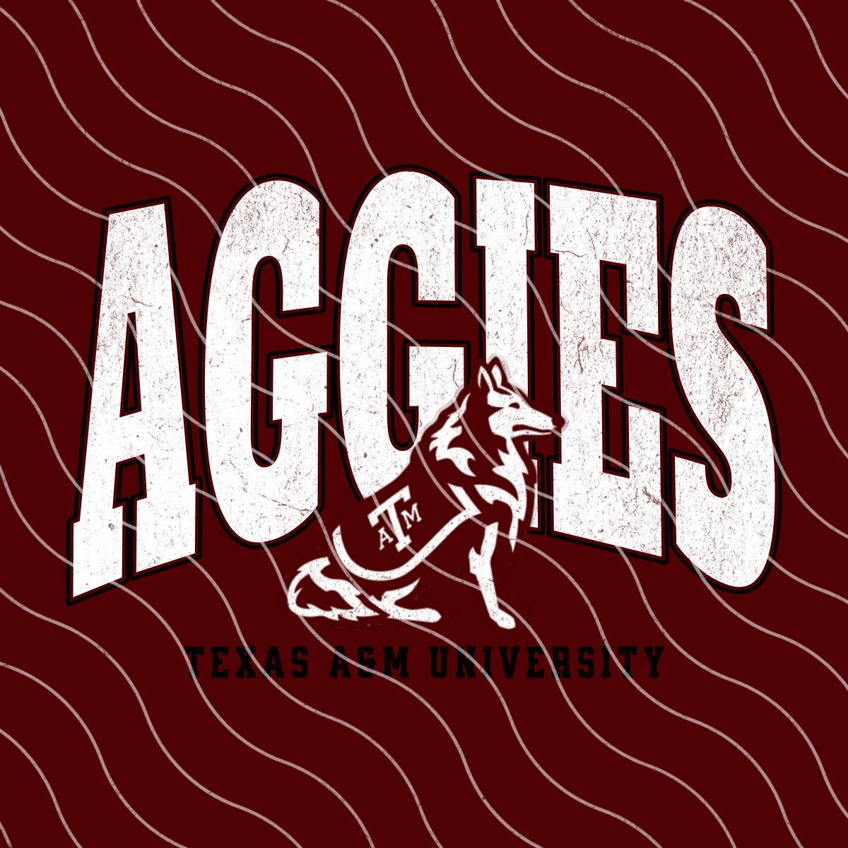 Aggies Varsity Football PNG Digital Download (2 Files/Distressed Included)