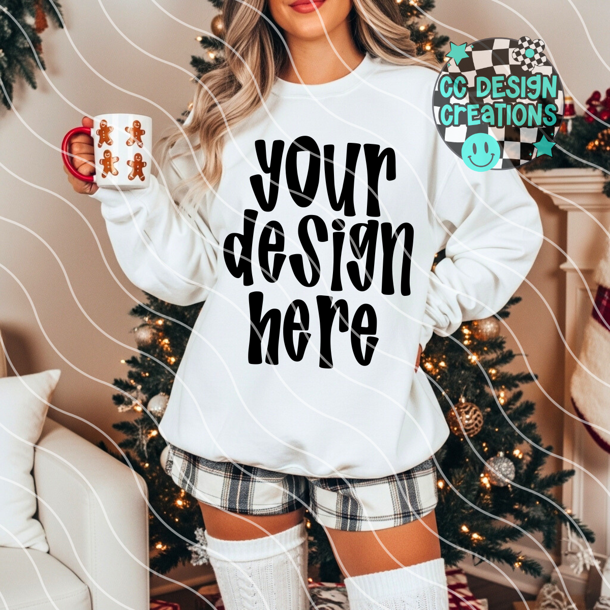 White Sweatshirt Christmas Boxers Mock