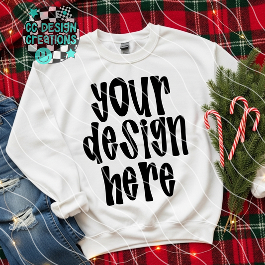 White Sweatshirt Plaid Christmas Mock